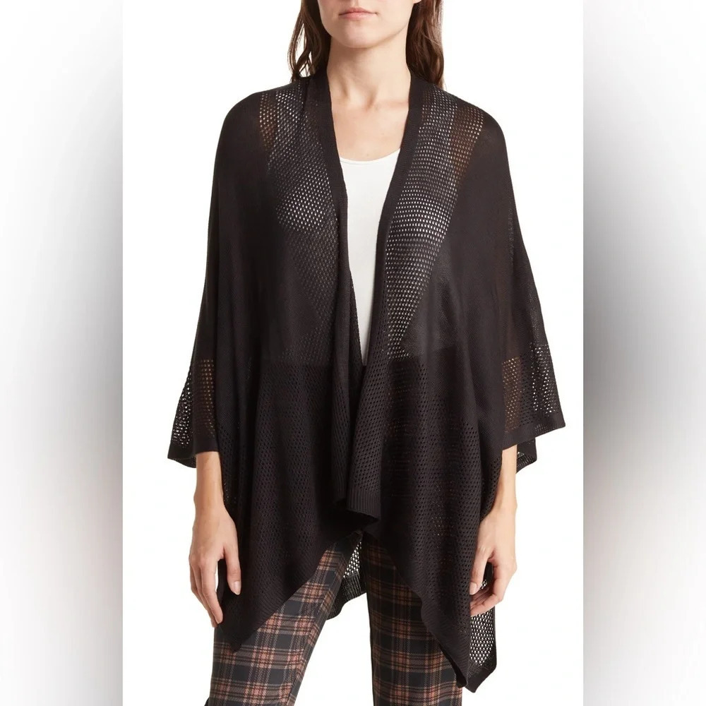 Vince Camuto Lightweight Knit Topper, BLACK, Size One Size, NWT